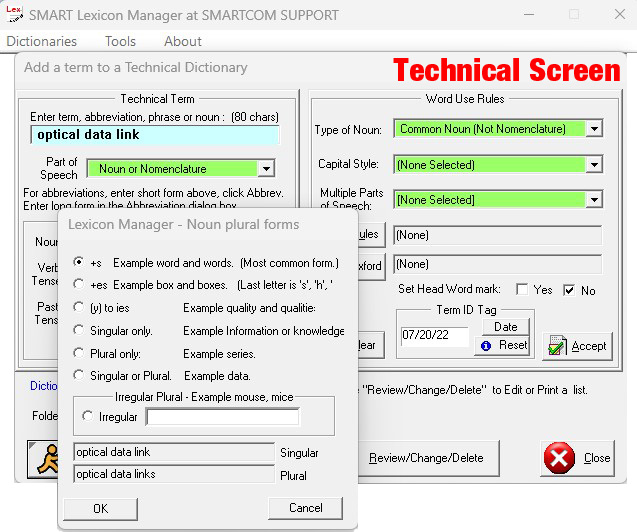 Lexicon Manager - Screen No. 1