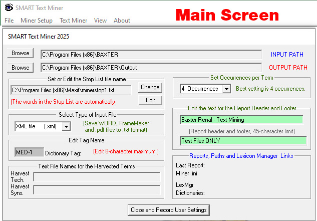 Lexicon Manager - Screen No. 1
